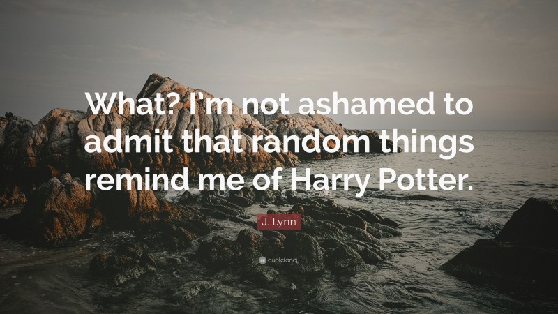 J. Lynn Quote: “What? I’m not ashamed to admit that random things remind me of Harry Potter.”