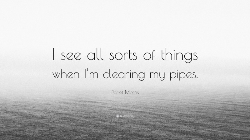 Janet Morris Quote: “I see all sorts of things when I’m clearing my pipes.”