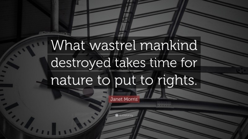 Janet Morris Quote: “What wastrel mankind destroyed takes time for nature to put to rights.”