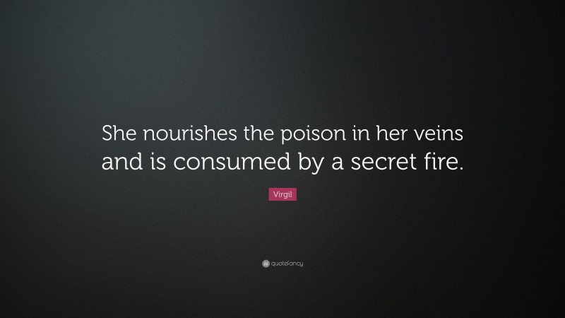 Virgil Quote: “She nourishes the poison in her veins and is consumed by a secret fire.”