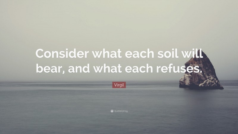 Virgil Quote: “Consider what each soil will bear, and what each refuses.”