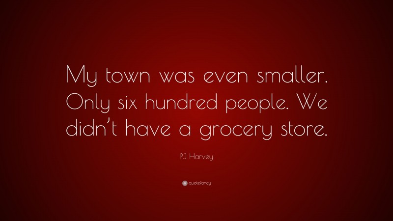 PJ Harvey Quote: “My town was even smaller. Only six hundred people. We didn’t have a grocery store.”