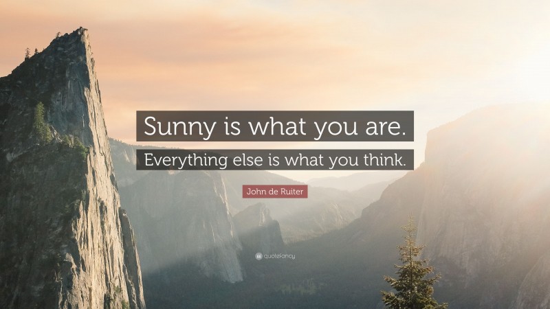 John de Ruiter Quote: “Sunny is what you are. Everything else is what you think.”
