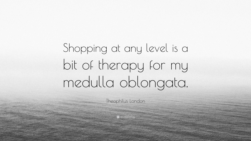 Theophilus London Quote: “Shopping at any level is a bit of therapy for my medulla oblongata.”
