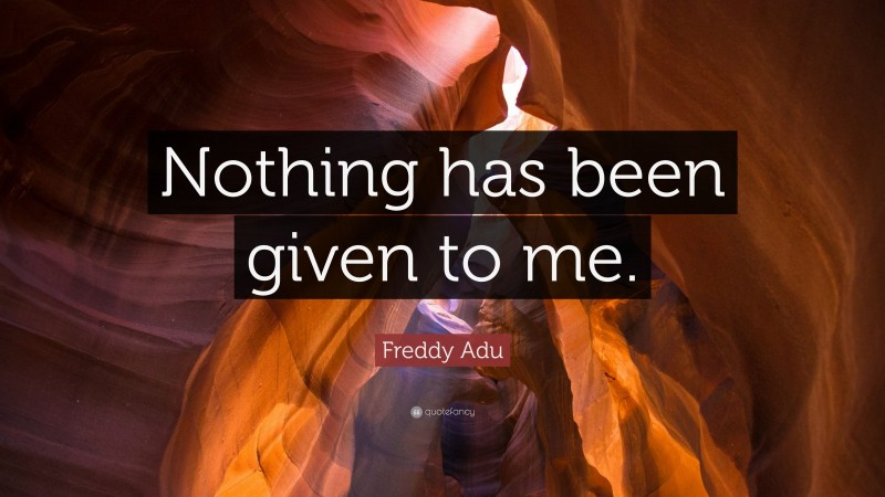 Freddy Adu Quote: “Nothing has been given to me.”