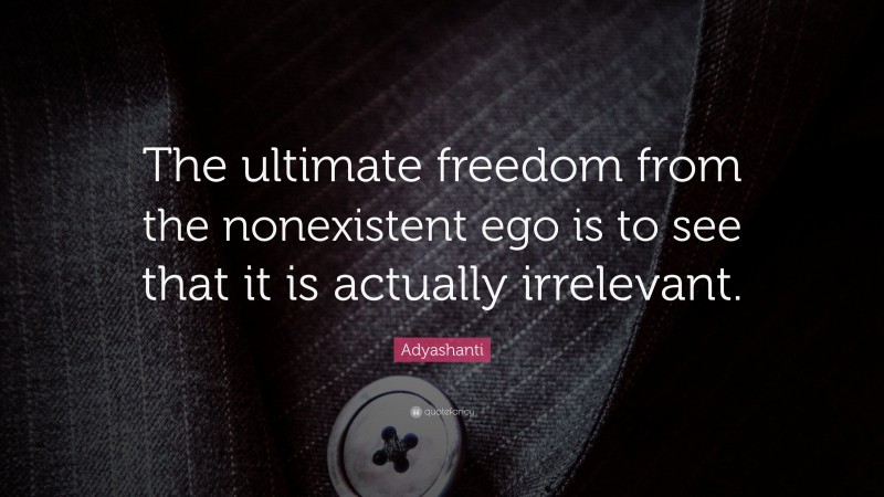 Adyashanti Quote: “The ultimate freedom from the nonexistent ego is to see that it is actually irrelevant.”