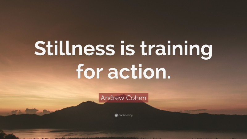 Andrew Cohen Quote: “Stillness is training for action.”