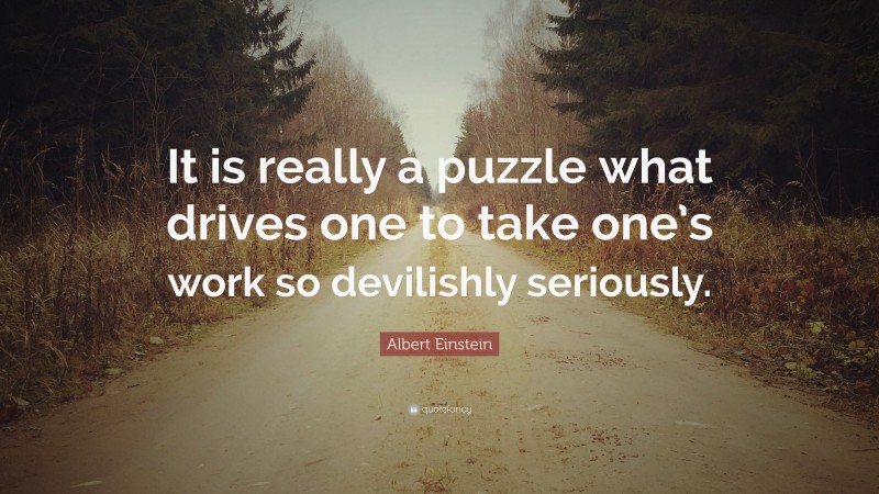 Albert Einstein Quote: “It is really a puzzle what drives one to take one’s work so devilishly seriously.”