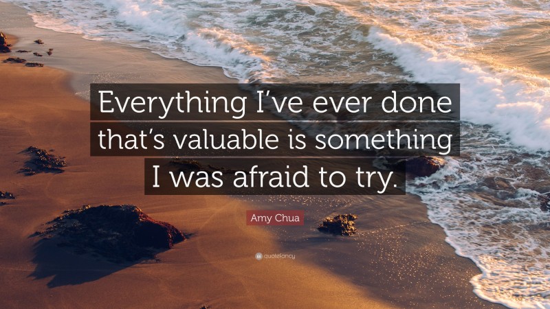 Amy Chua Quote: “Everything I’ve ever done that’s valuable is something I was afraid to try.”