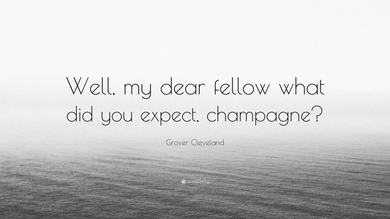 Grover Cleveland Quote: “Well, my dear fellow what did you expect, champagne?”