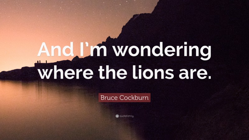 Bruce Cockburn Quote: “And I’m wondering where the lions are.”