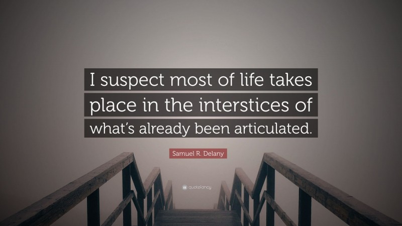 Samuel R. Delany Quote: “I suspect most of life takes place in the interstices of what’s already been articulated.”