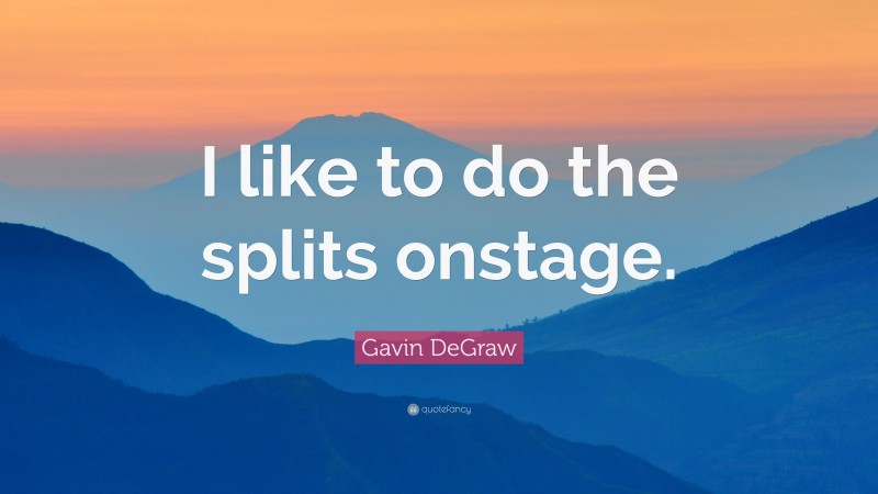 Gavin DeGraw Quote: “I like to do the splits onstage.”