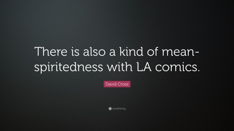 David Cross Quote: “There is also a kind of mean-spiritedness with LA comics.”
