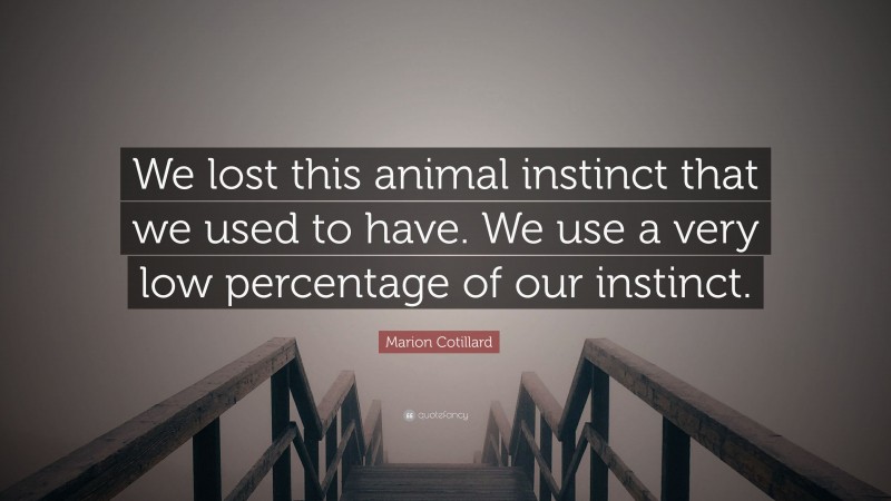 Marion Cotillard Quote: “We lost this animal instinct that we used to have. We use a very low percentage of our instinct.”