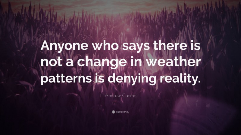 Andrew Cuomo Quote: “Anyone who says there is not a change in weather patterns is denying reality.”