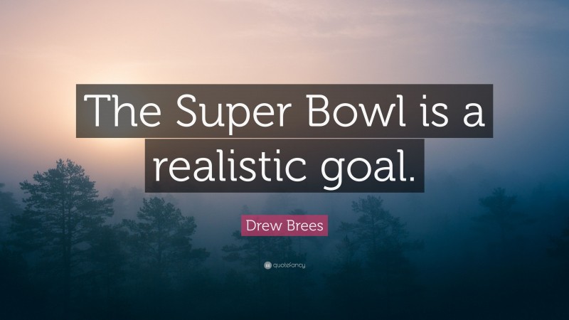Drew Brees Quote: “The Super Bowl is a realistic goal.”
