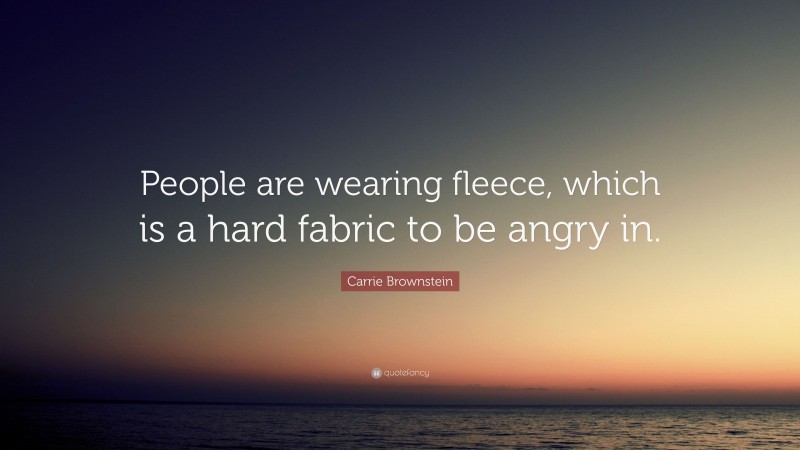 Carrie Brownstein Quote: “People are wearing fleece, which is a hard fabric to be angry in.”