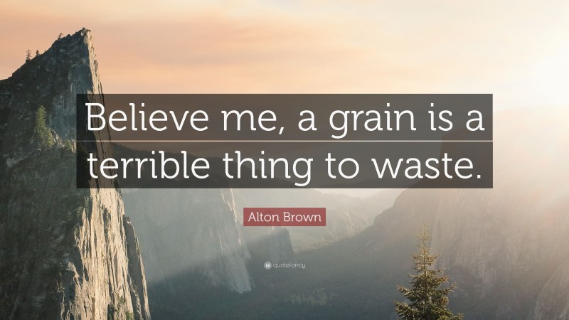 Alton Brown Quote: “Believe me, a grain is a terrible thing to waste.”