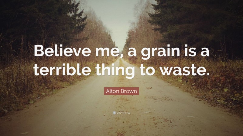 Alton Brown Quote: “Believe me, a grain is a terrible thing to waste.”