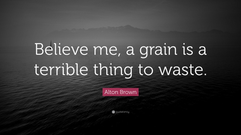 Alton Brown Quote: “Believe me, a grain is a terrible thing to waste.”