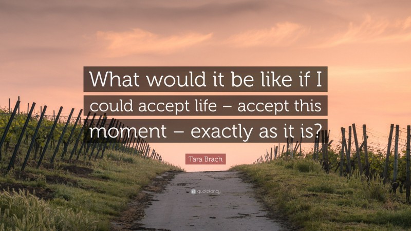 Tara Brach Quote: “What would it be like if I could accept life – accept this moment – exactly as it is?”