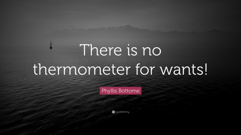 Phyllis Bottome Quote: “There is no thermometer for wants!”