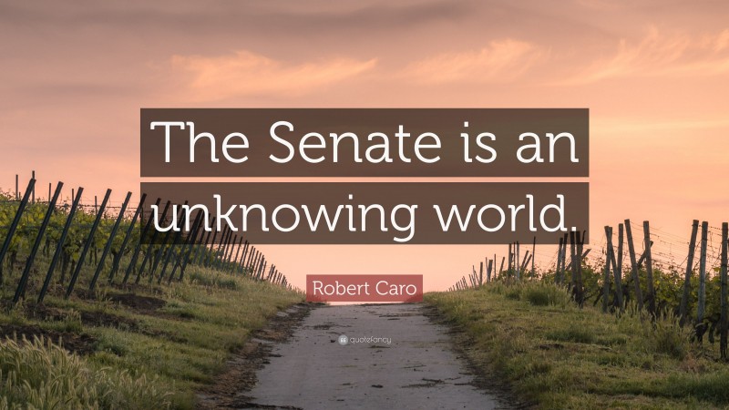 Robert Caro Quote: “The Senate is an unknowing world.”