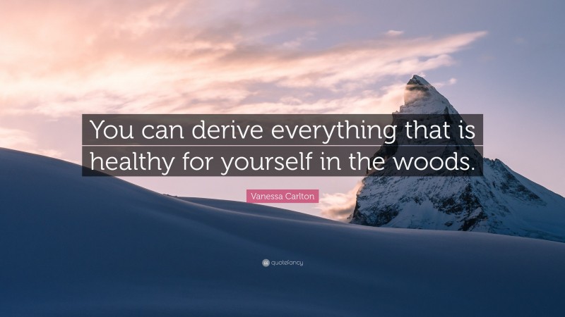 Vanessa Carlton Quote: “You can derive everything that is healthy for yourself in the woods.”