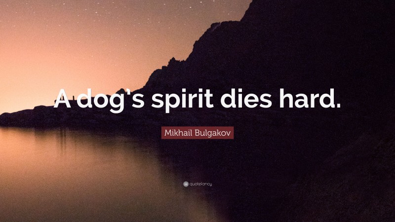 Mikhail Bulgakov Quote: “A dog’s spirit dies hard.”