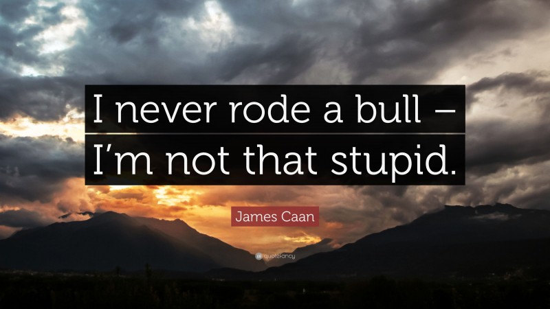 James Caan Quote: “I never rode a bull – I’m not that stupid.”