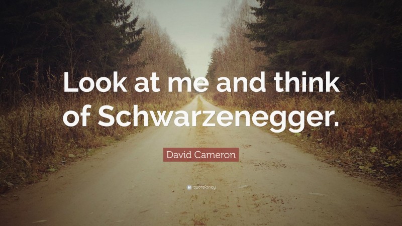 David Cameron Quote: “Look at me and think of Schwarzenegger.”