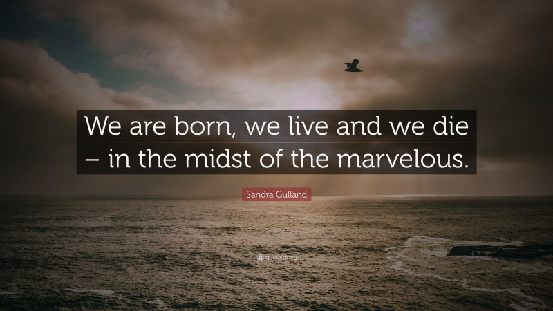 Sandra Gulland Quote: “We are born, we live and we die – in the midst of the marvelous.”
