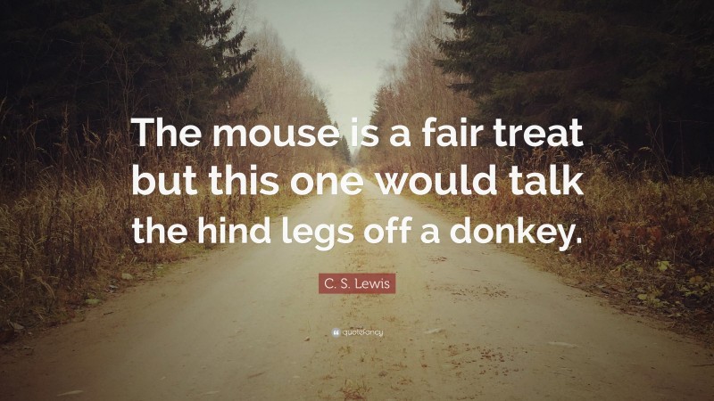 C. S. Lewis Quote: “The mouse is a fair treat but this one would talk the hind legs off a donkey.”
