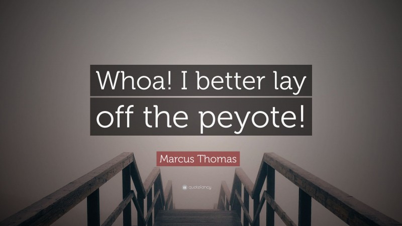 Marcus Thomas Quote: “Whoa! I better lay off the peyote!”