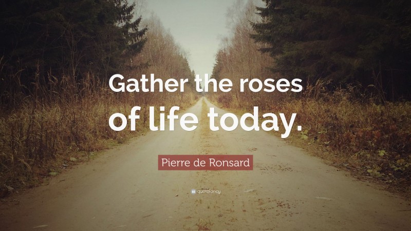 Pierre de Ronsard Quote: “Gather the roses of life today.”