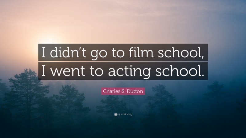 Charles S. Dutton Quote: “I didn’t go to film school, I went to acting school.”