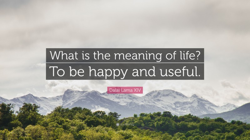 Dalai Lama XIV Quote: “What is the meaning of life? To be happy and useful.”