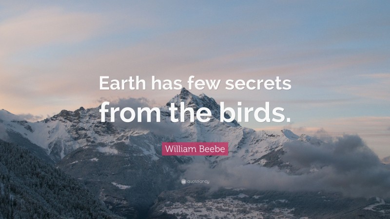 William Beebe Quote: “Earth has few secrets from the birds.”