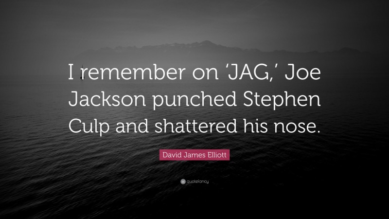 David James Elliott Quote: “I remember on ‘JAG,’ Joe Jackson punched Stephen Culp and shattered his nose.”