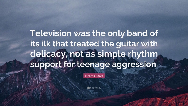 Richard Lloyd Quote: “Television was the only band of its ilk that treated the guitar with delicacy, not as simple rhythm support for teenage aggression.”