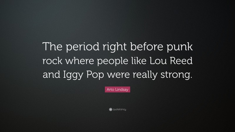 Arto Lindsay Quote: “The period right before punk rock where people like Lou Reed and Iggy Pop were really strong.”