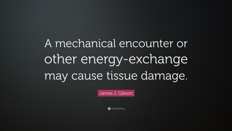 James J. Gibson Quote: “A mechanical encounter or other energy-exchange may cause tissue damage.”