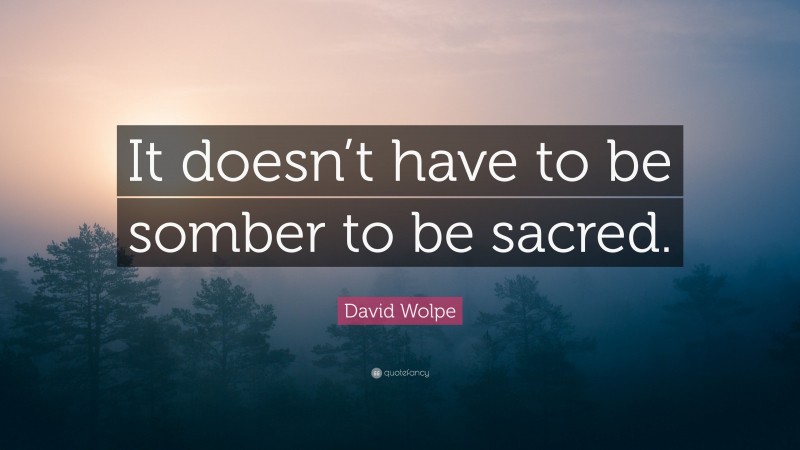 David Wolpe Quote: “It doesn’t have to be somber to be sacred.”