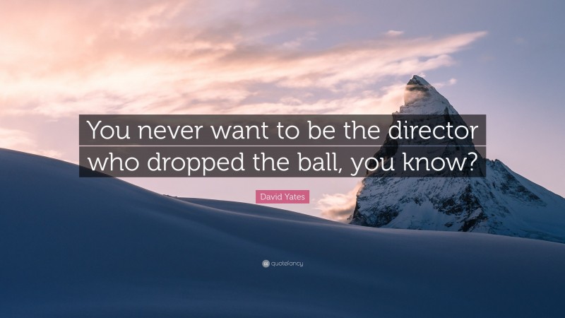 David Yates Quote: “You never want to be the director who dropped the ball, you know?”