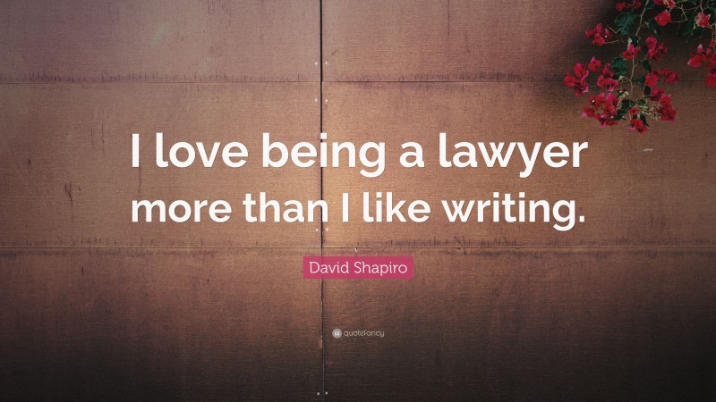 David Shapiro Quote: “I love being a lawyer more than I like writing.”