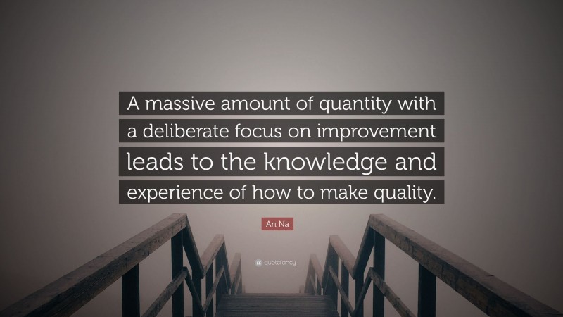 An Na Quote: “A massive amount of quantity with a deliberate focus on improvement leads to the knowledge and experience of how to make quality.”