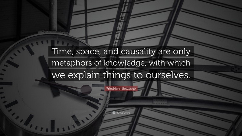 Friedrich Nietzsche Quote: “Time, space, and causality are only metaphors of knowledge, with which we explain things to ourselves.”