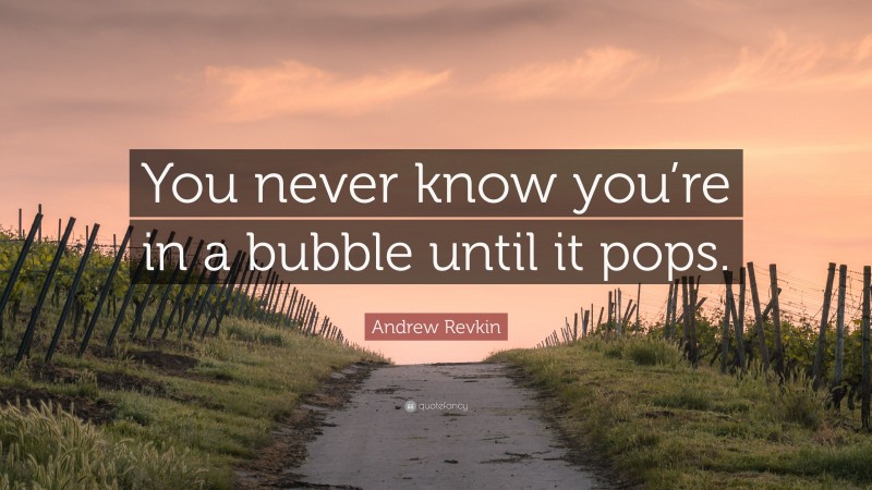 Andrew Revkin Quote: “You never know you’re in a bubble until it pops.”