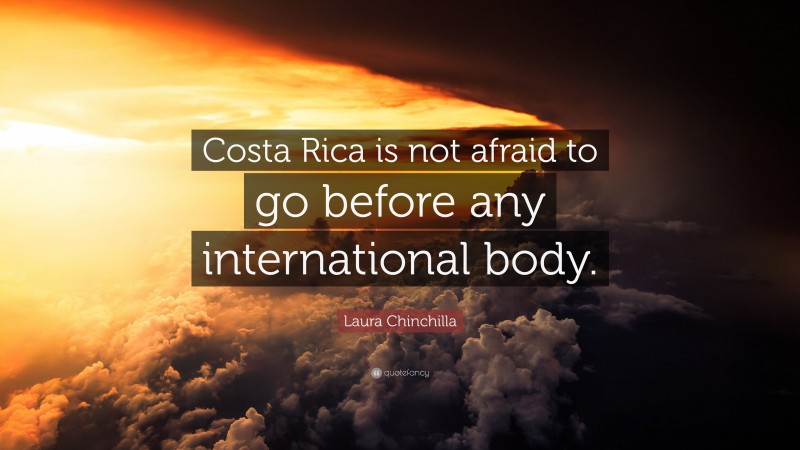 Laura Chinchilla Quote: “Costa Rica is not afraid to go before any international body.”